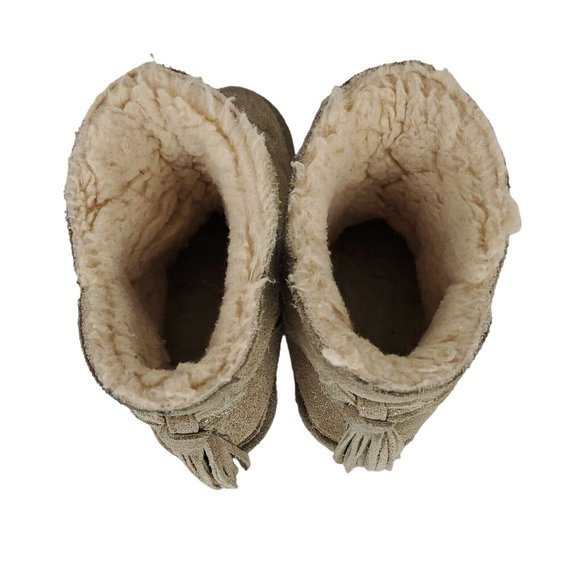 Bearpaw Youth Sz 4 Sparkle Suede Boots Wool Blend & Sheepskin Sherpa Lined XLNT - Picture 5 of 9